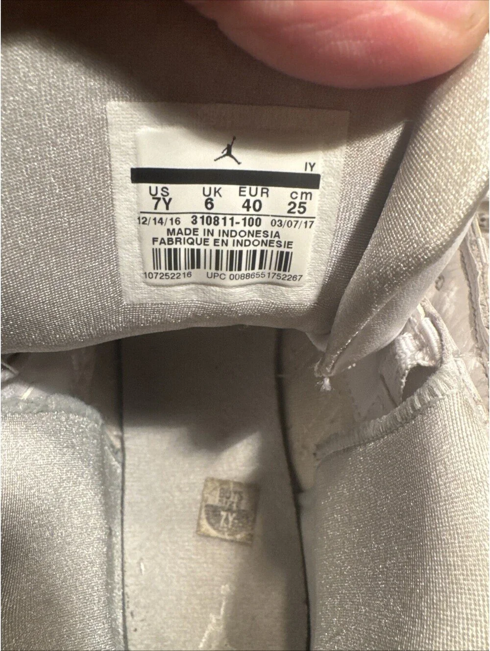 Air Jordan 13 BG Pure Money 310811-100 ~ White ~ Size 7Y